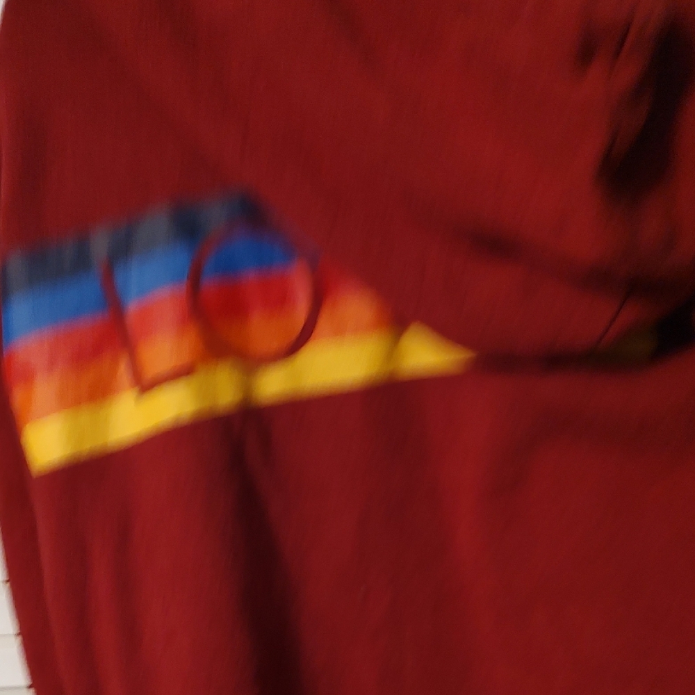 No Boundaries Dark Red Hoodie with Colorful Stripes - Picture 3 of 4